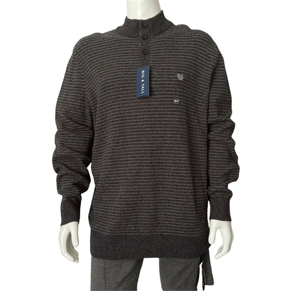 Chaps Other - 🔧Men's Sweater Big Tall Size 2XL Chaps Button Mock Sweater Charcoal